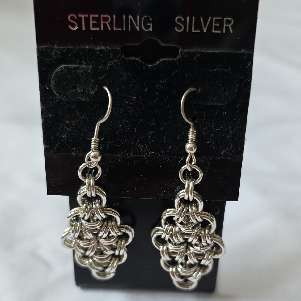 Sterling Silver Handmade Woven Earrings
